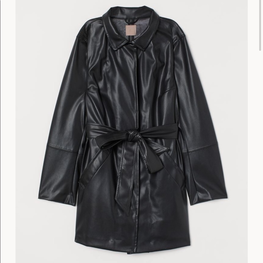 H&M Faux Leather Coat Sz 2XL